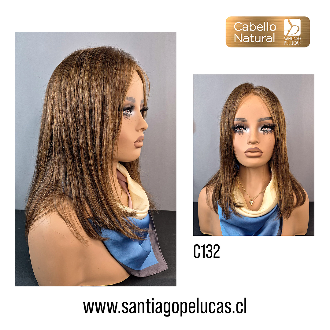 C132 LACE FRONTAL MELENA LISA CASTAÑO CLARO CON REFLEJOS 1