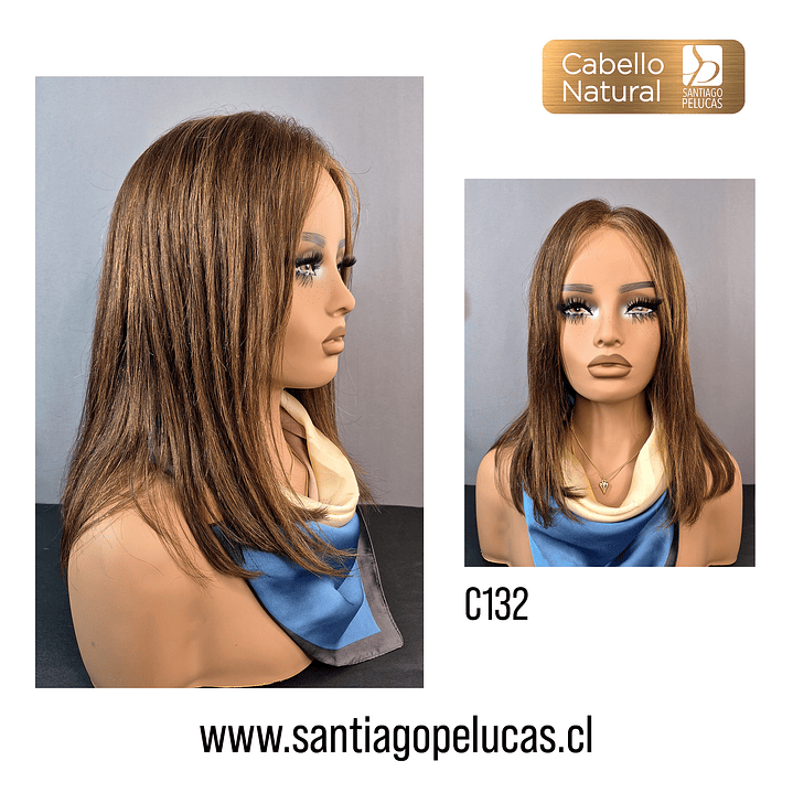 C132 LACE FRONTAL MELENA LISA CASTAÑO CLARO CON REFLEJOS 1