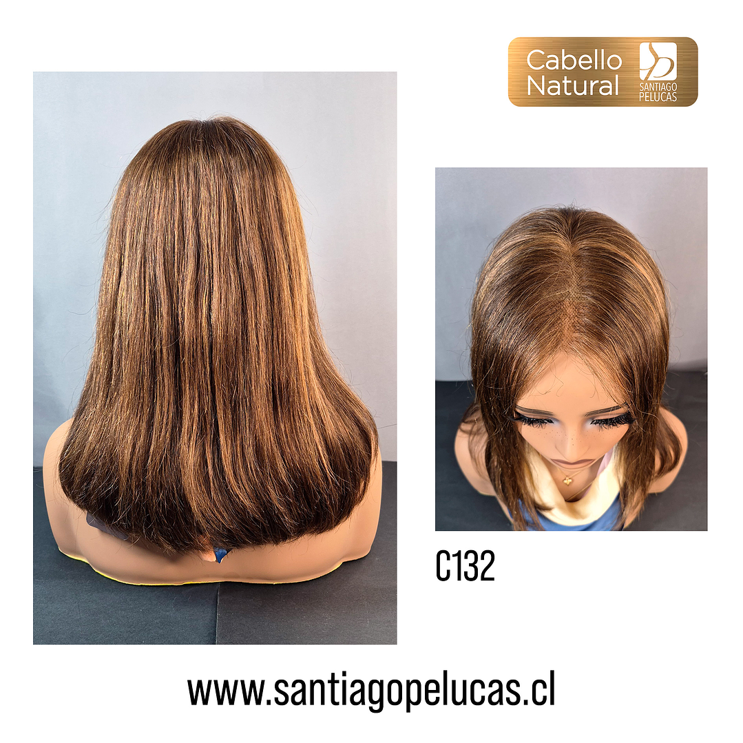 C132 LACE FRONTAL MELENA LISA CASTAÑO CLARO CON REFLEJOS 2