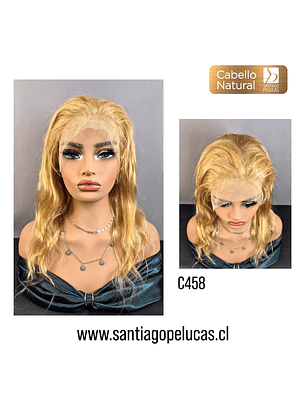 C458 LACE FRONTAL LARGA CON ONDAS EN CAPAS RUBIO CLARO DORADO
