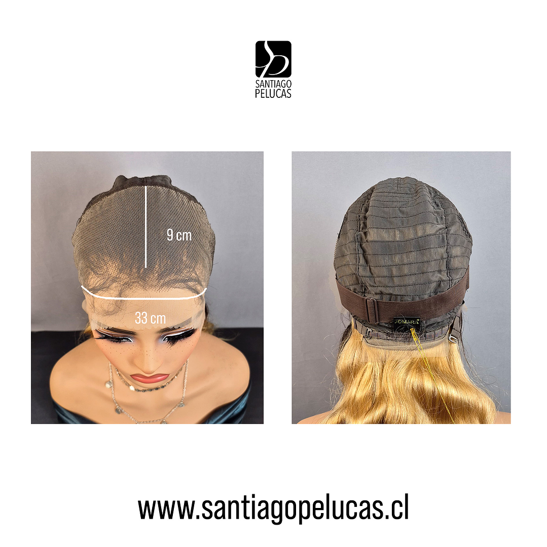 C448 LACE FRONTAL EXTRA LARGA CON ONDAS RUBIO CLARO DORADO CON CRECIMIENTO 3