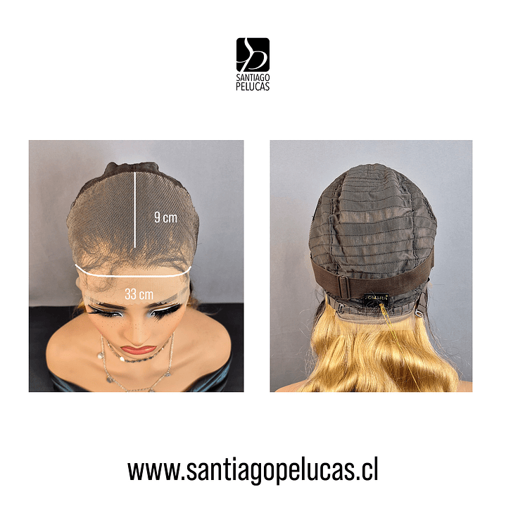 C448 LACE FRONTAL EXTRA LARGA CON ONDAS RUBIO CLARO DORADO CON CRECIMIENTO 3