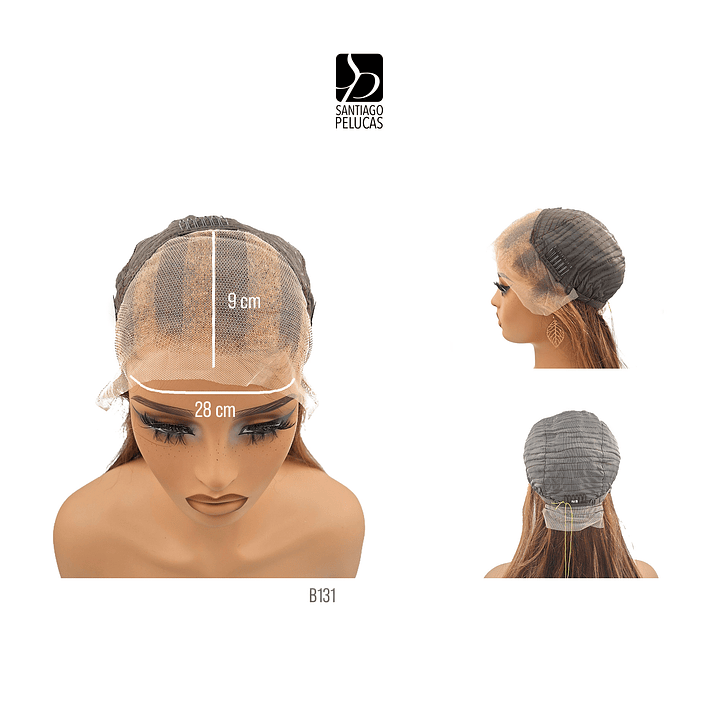 B131 LACE FRONTAL LARGA LISA CHOCOLATE CON MECHAS RUBIO OSCURO DORADO 3