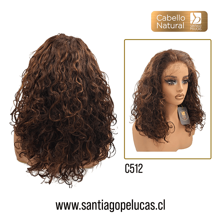 C512 LACE FRONTAL LARGA CON ONDAS CASTAÑO CHOCOLATE MATIZADO 2