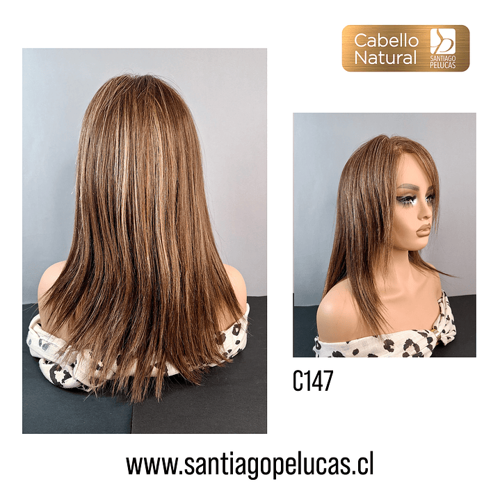 C147 LACE FRONTAL LARGA LISA EN CAPAS CASTAÑO CLARO CON REFLEJOS CENIZA 2