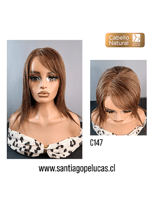 C147 LACE FRONTAL LARGA LISA EN CAPAS CASTAÑO CLARO CON REFLEJOS CENIZA