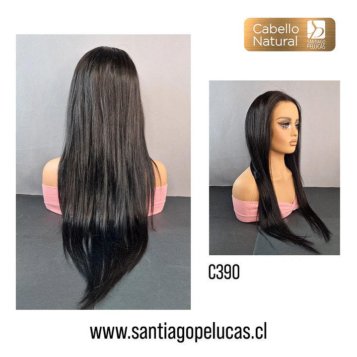 C390 LACE FRONTAL EXTRA LARGA LISA DESFLECADO NEGRO 2