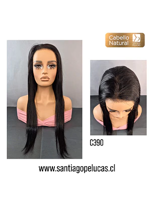 C390 LACE FRONTAL EXTRA LARGA LISA DESFLECADO NEGRO