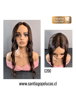C200 LACE FRONT LARGA CON ONDAS CASTAÑO OSCURO CON REFLEJOS