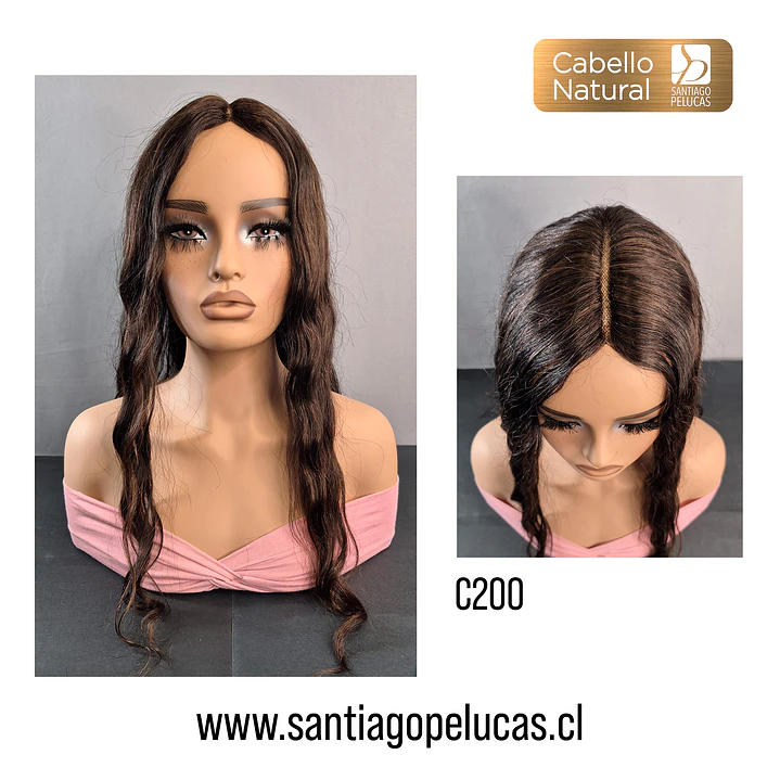 C200 LACE FRONT LARGA CON ONDAS CASTAÑO OSCURO CON REFLEJOS 1