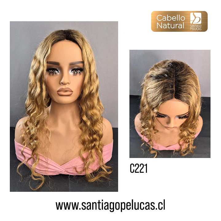 C221 LACE FRONT LARGA CON ONDAS EN CAPAS RUBIO CLARO BEIGE CON CRECIMIENTO 1