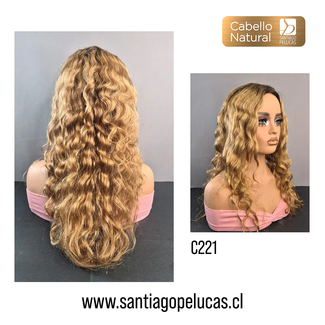 C221 LACE FRONT LARGA CON ONDAS EN CAPAS RUBIO CLARO BEIGE CON CRECIMIENTO 2