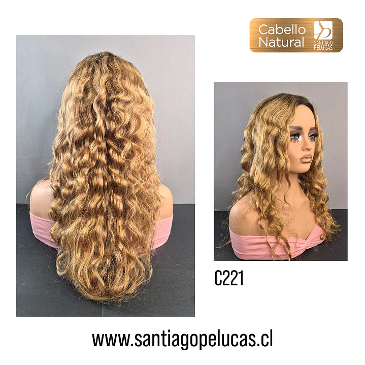 C221 LACE FRONT LARGA CON ONDAS EN CAPAS RUBIO CLARO BEIGE CON CRECIMIENTO 2