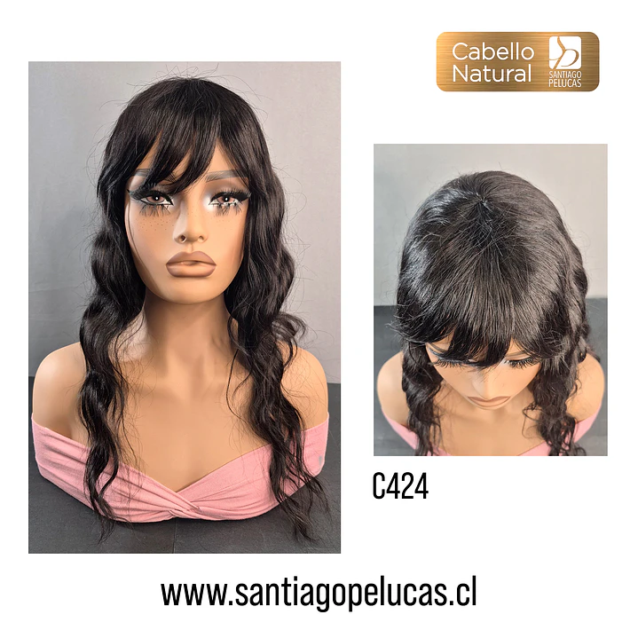 C424 PELUCA NATURAL CON ONDAS NEGRO 1