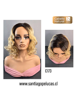 C173 LACE FRONTAL MELENA CON ONDAS EN CAPAS RUBIO CLARO CON CREC.