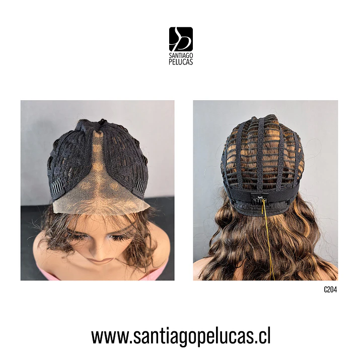 C204 LACE FRONT MELENA CON ONDAS EN CAPAS CASTAÑO CLARO CON MECHAS 3