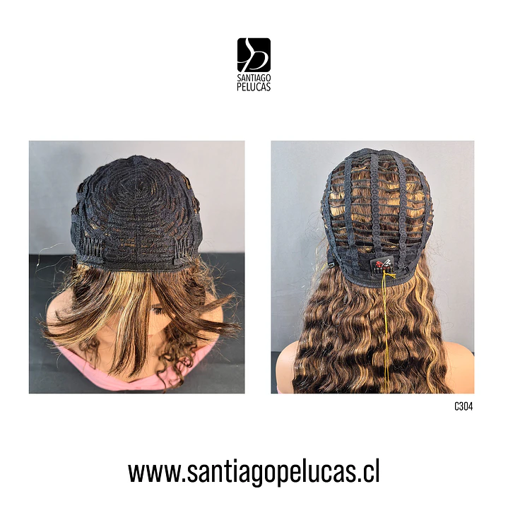 C304 PELUCA NATURAL CON ONDAS CASTAÑO CON REFLEJOS 3