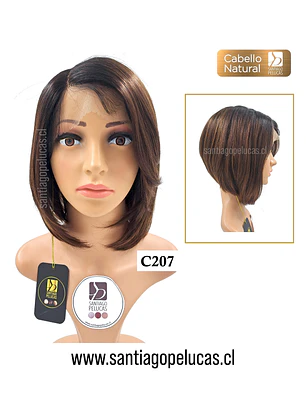 C207 LACE FRONT MELENA LISA BOB CASTAÑO MATIZADO CON CRECIMIENTO