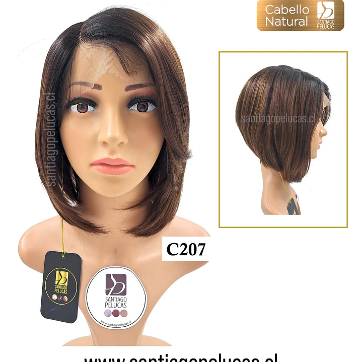 C207 LACE FRONT MELENA LISA BOB CASTAÑO MATIZADO CON CRECIMIENTO 1