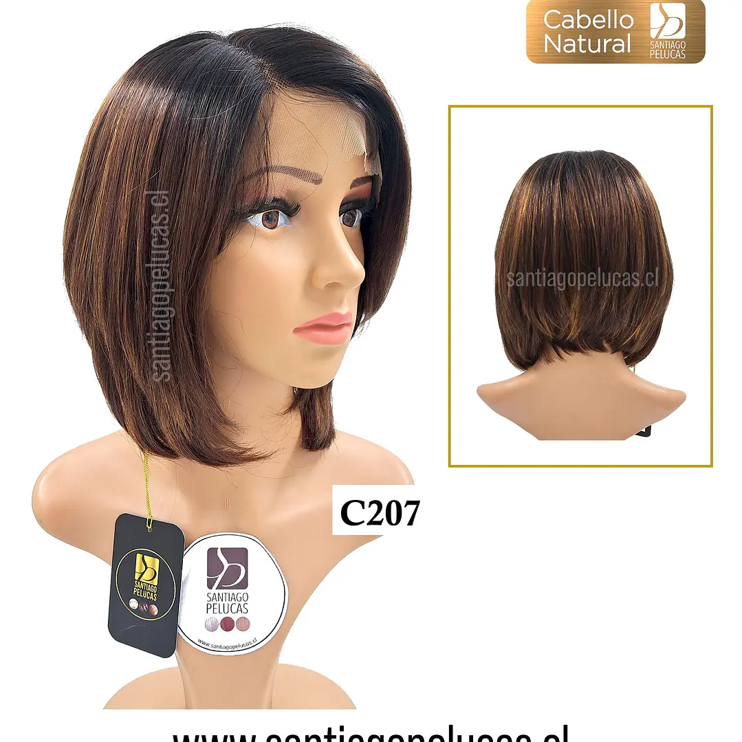 C207 LACE FRONT MELENA LISA BOB CASTAÑO MATIZADO CON CRECIMIENTO 2