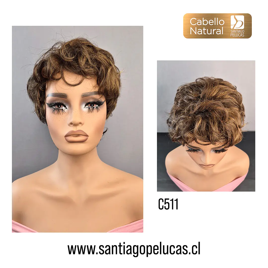 C511 NATURAL CORTA CON ONDAS CHOCOLATE MATIZADO 1