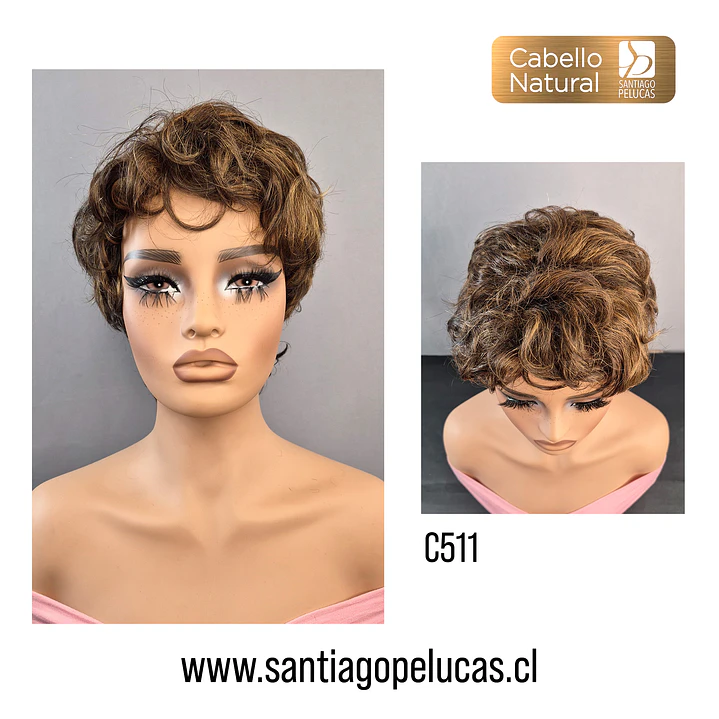 C511 NATURAL CORTA CON ONDAS CHOCOLATE MATIZADO 1