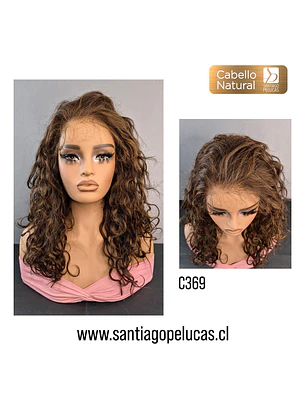 C369 LACE FRONTAL LARGA CRESPA CASTAÑO CON REFLEJOS