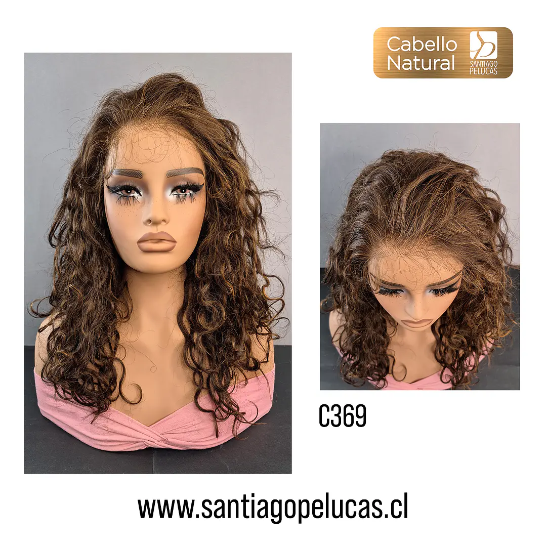 C369 LACE FRONTAL LARGA CRESPA CASTAÑO CON REFLEJOS 1