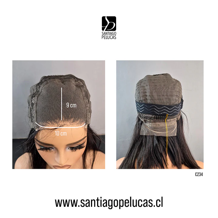 C234 LACE FRONTAL MELENA LISA BOB NEGRO 3