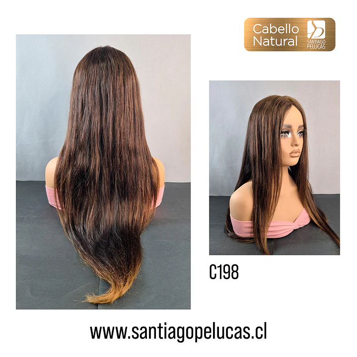 C198 PELUCA EXTRA LARGA LISA CASTAÑO CON REFLEJOS 2