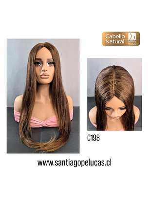 C198 PELUCA EXTRA LARGA LISA CASTAÑO CON REFLEJOS