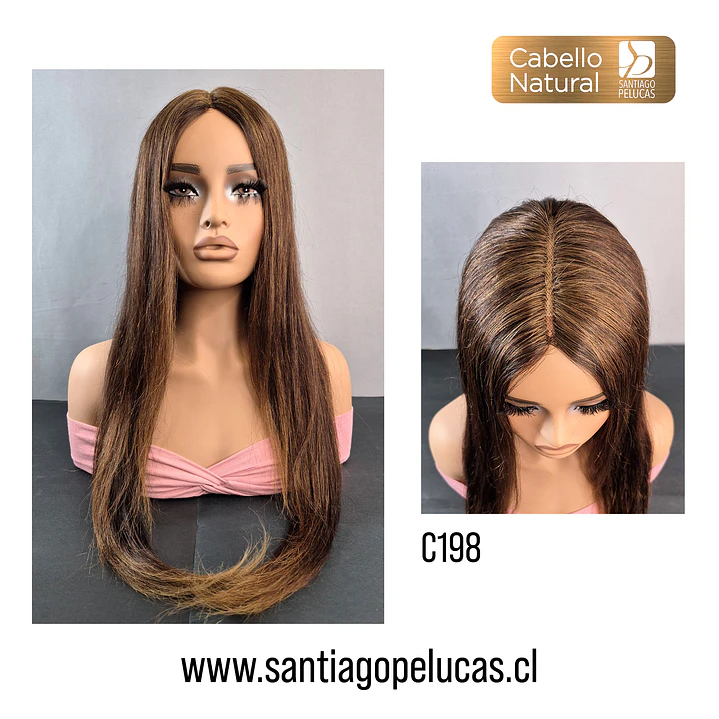 C198 PELUCA EXTRA LARGA LISA CASTAÑO CON REFLEJOS 1