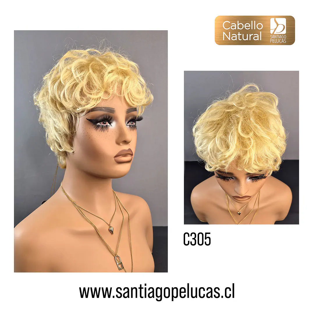 C305 NATURAL CORTA CRESPA RUBIO EXTRA CLARO DORADO 1