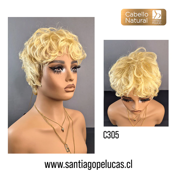 C305 NATURAL CORTA CRESPA RUBIO EXTRA CLARO DORADO 1