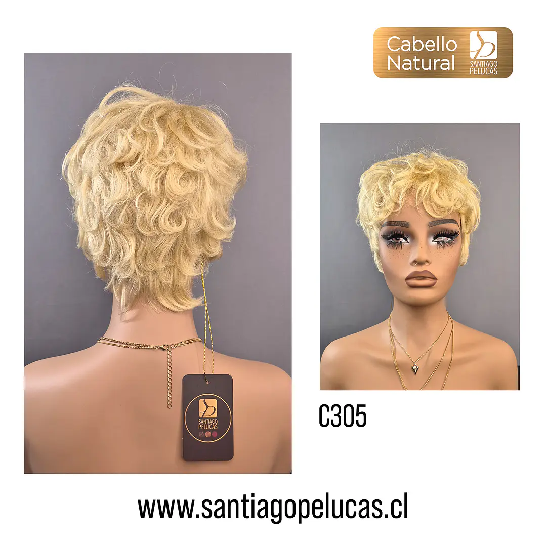 C305 NATURAL CORTA CRESPA RUBIO EXTRA CLARO DORADO 2
