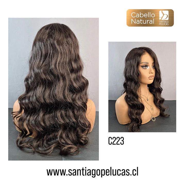C223 LACE FRONT LARGA CON ONDAS CASTAÑO OSCURO 2