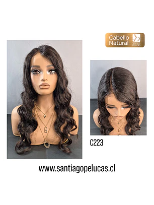 C223 LACE FRONT LARGA CON ONDAS CASTAÑO OSCURO