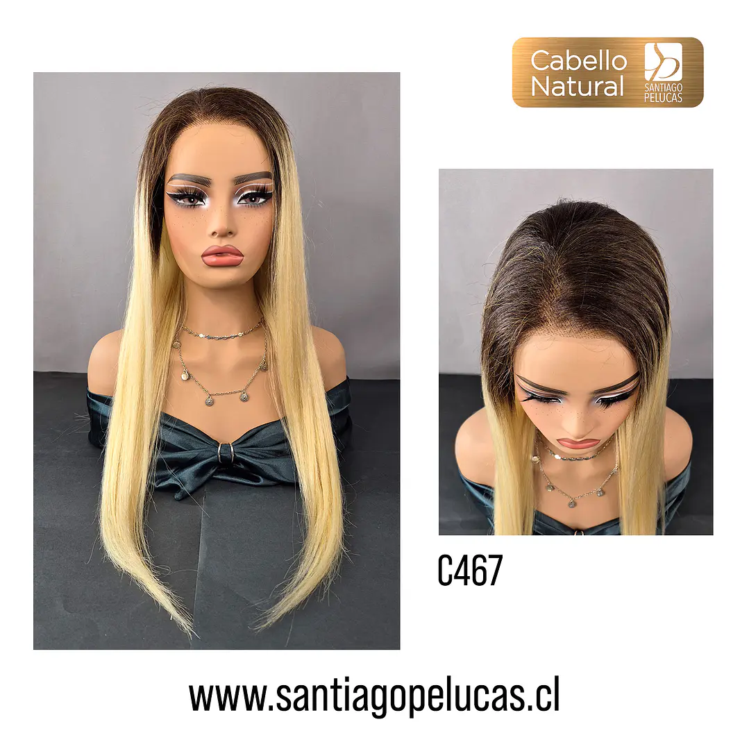 C467 LACE FRONTAL EXTRA LARGA LISA RUBIO CLARO CON CRECIMIENTO 1