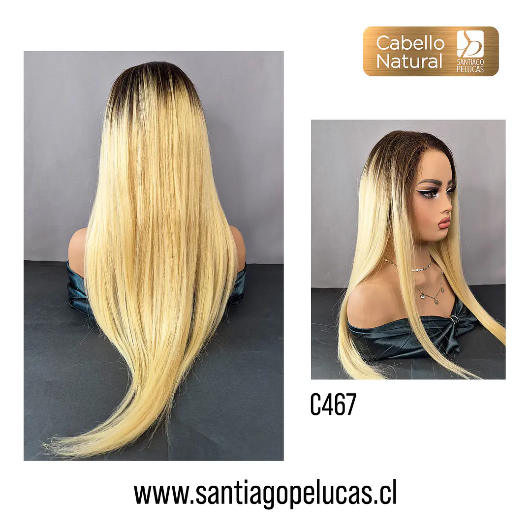 C467 LACE FRONTAL EXTRA LARGA LISA RUBIO CLARO CON CRECIMIENTO 2
