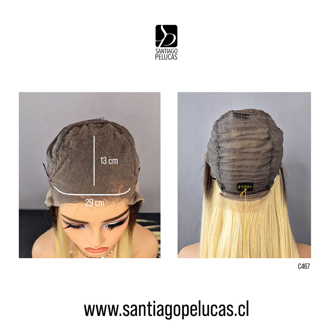 C467 LACE FRONTAL EXTRA LARGA LISA RUBIO CLARO CON CRECIMIENTO 3