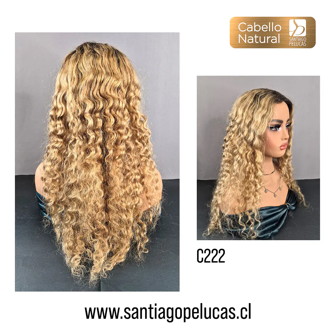 C222 LACE FRONT LARGA CON ONDAS EN CAPAS RUBIO CLARO CON CREC.  2