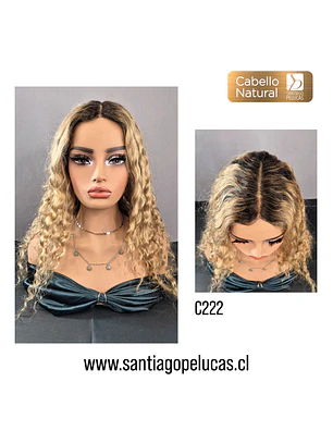 C222 LACE FRONT LARGA CON ONDAS EN CAPAS RUBIO CLARO CON CREC. 