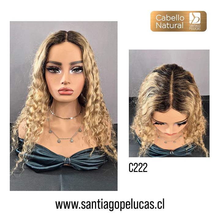 C222 LACE FRONT LARGA CON ONDAS EN CAPAS RUBIO CLARO CON CREC.  1