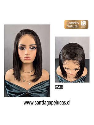 C236 LACE FRONTAL MELENA LISA BOB NEGRO