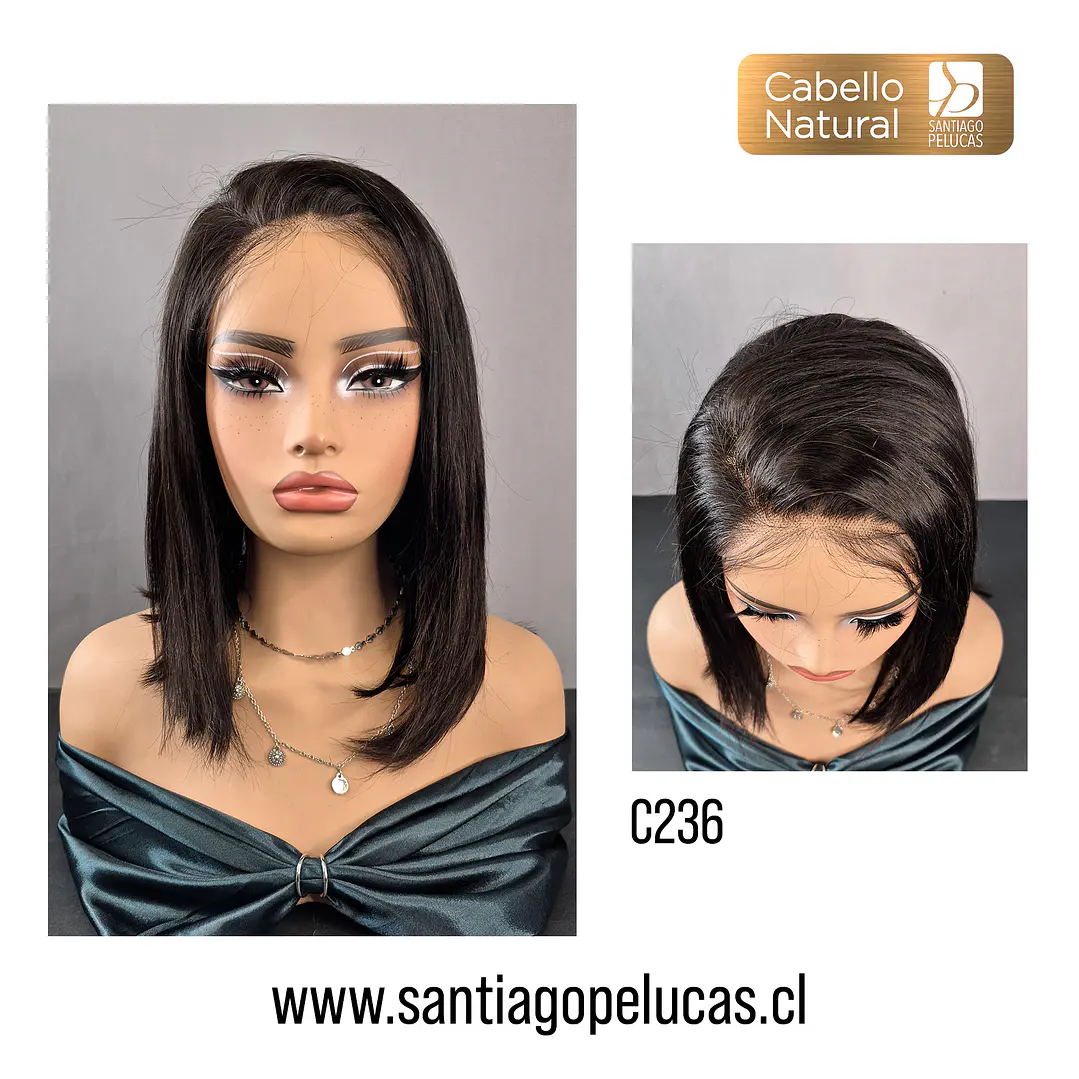 C236 LACE FRONTAL MELENA LISA BOB NEGRO 1