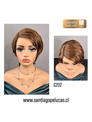 C202 PELUCA CORTA CON ONDAS CASTAÑO CLARO CARAMELO
