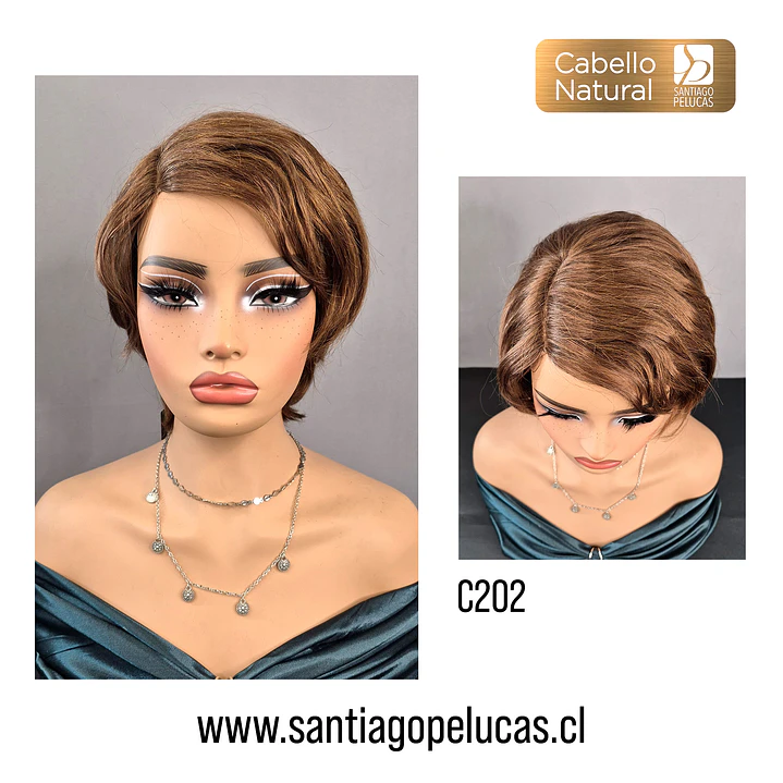 C202 PELUCA CORTA CON ONDAS CASTAÑO CLARO CARAMELO 1