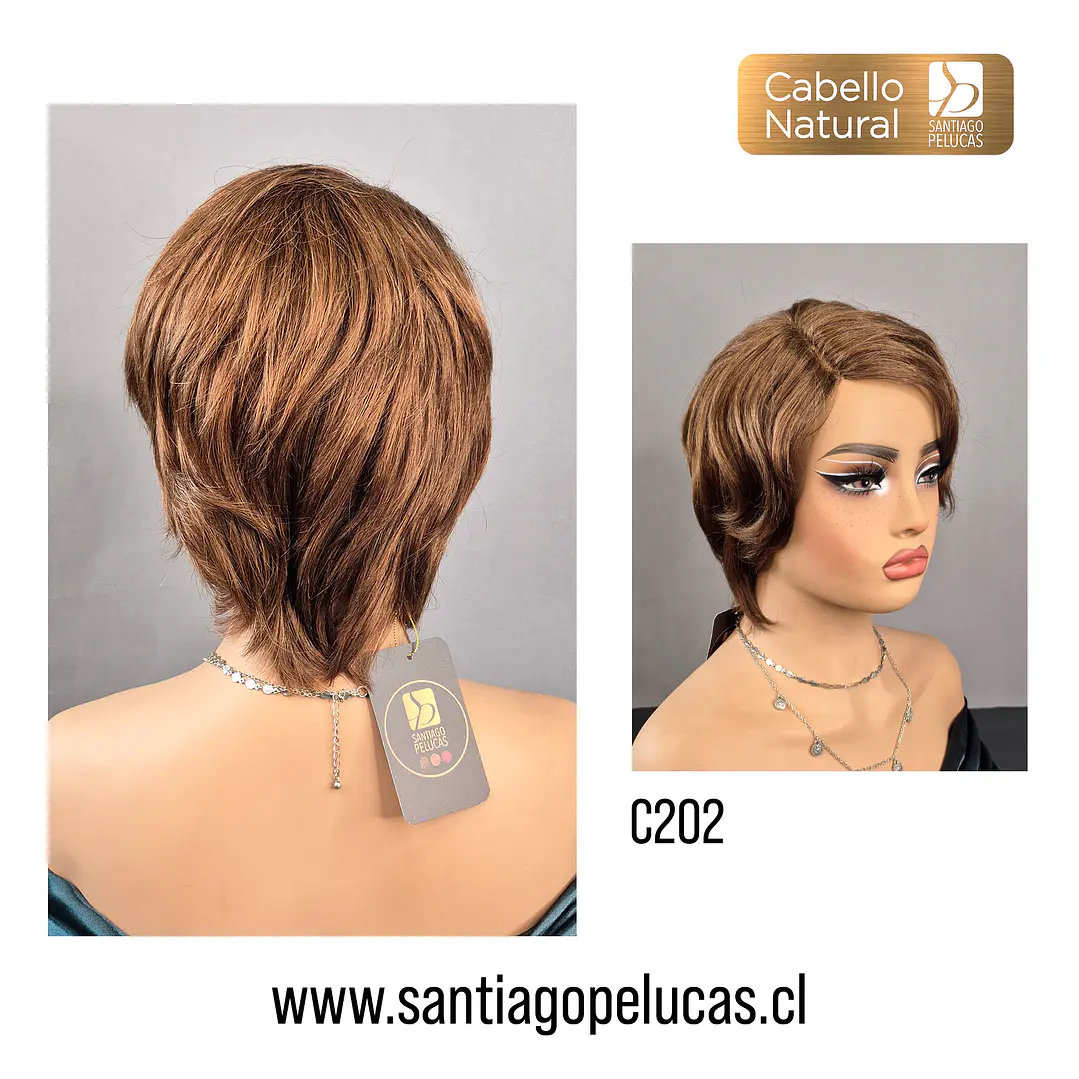 C202 PELUCA CORTA CON ONDAS CASTAÑO CLARO CARAMELO 2
