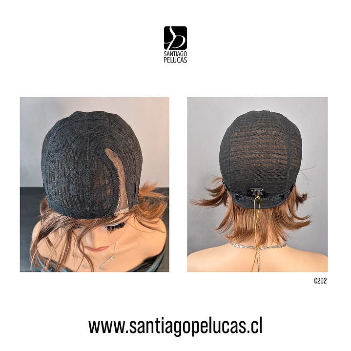 C202 PELUCA CORTA CON ONDAS CASTAÑO CLARO CARAMELO 3