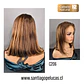 C206 LACE FRONTAL MELENA LISA BOB RECTO CASTAÑO CLARO CON MECHAS CARAMELO - Miniatura 2